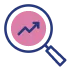Pictogramme de loupe et analyses