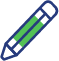Un crayon vert et bleu.