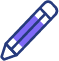 Un crayon violet sur fond blanc